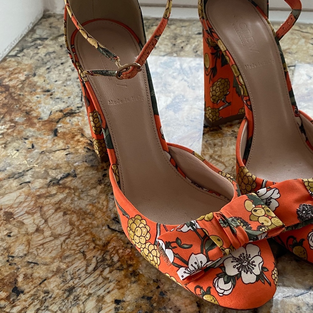 J Crew Collection Floral Orange Women's Heels